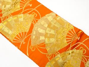 アンティーク　桧扇に古典柄織り出し袋帯（着用可）